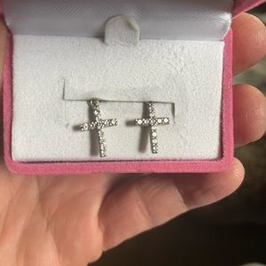 Sterling silver cross earrings